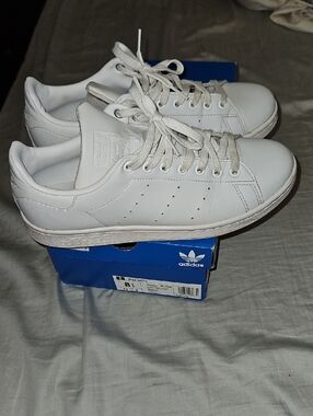 adidas Stan Smith White On White Leather Low-Top Sneakers
